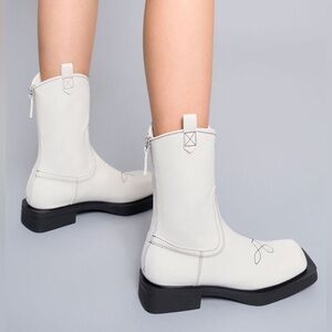 New With Box! Charles and Keith Stitch-Trim Cowboy Boots